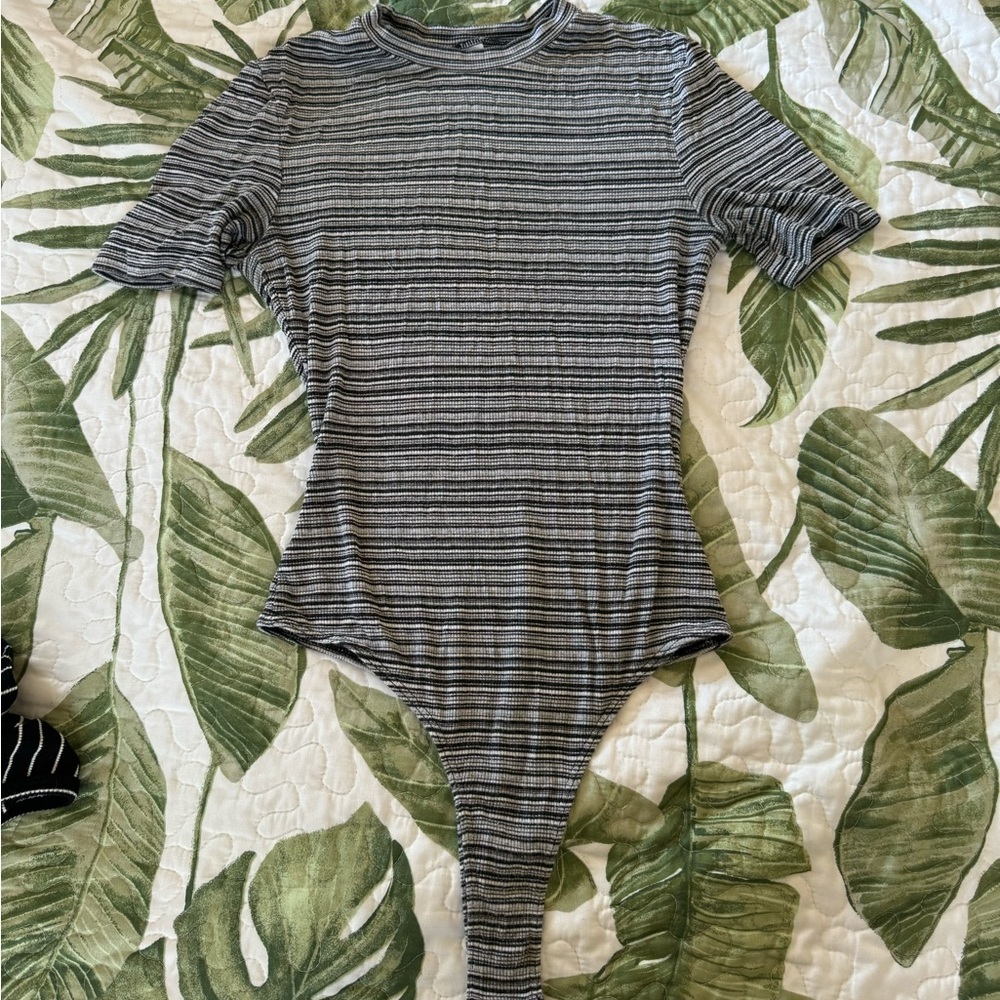 AMERICAN APPAREL Pre-Gildan OG Striped Thong Bodysuit